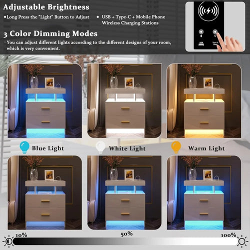 Illuminate Your Space: Smart LED Nightstand with Wireless Charging